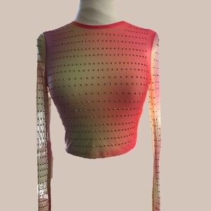 Studded Gradient Long Sleeve Top